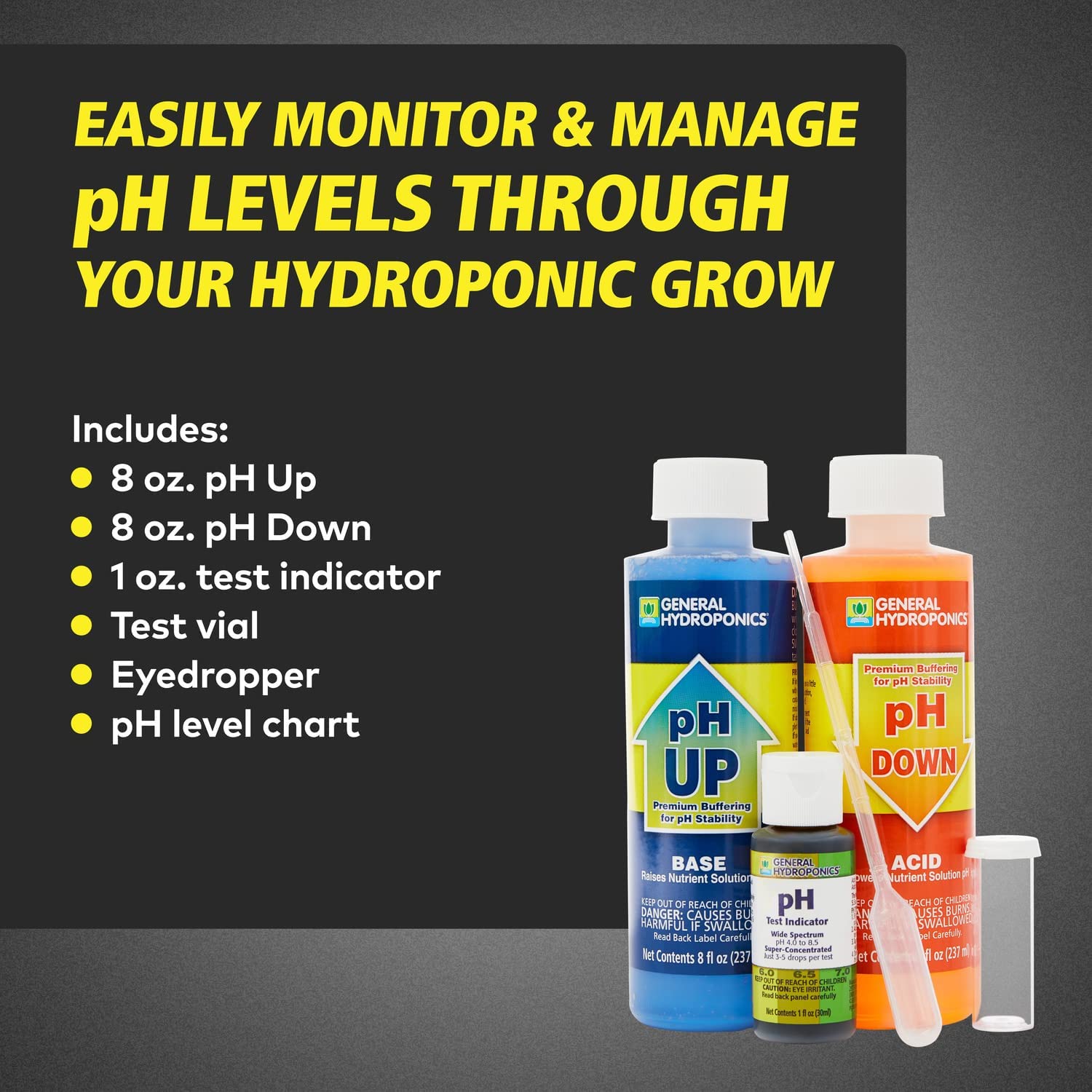 Nutrients, Additives & Solutions - General Hydroponics pH Control Kit - 793094015141- Gardin Warehouse