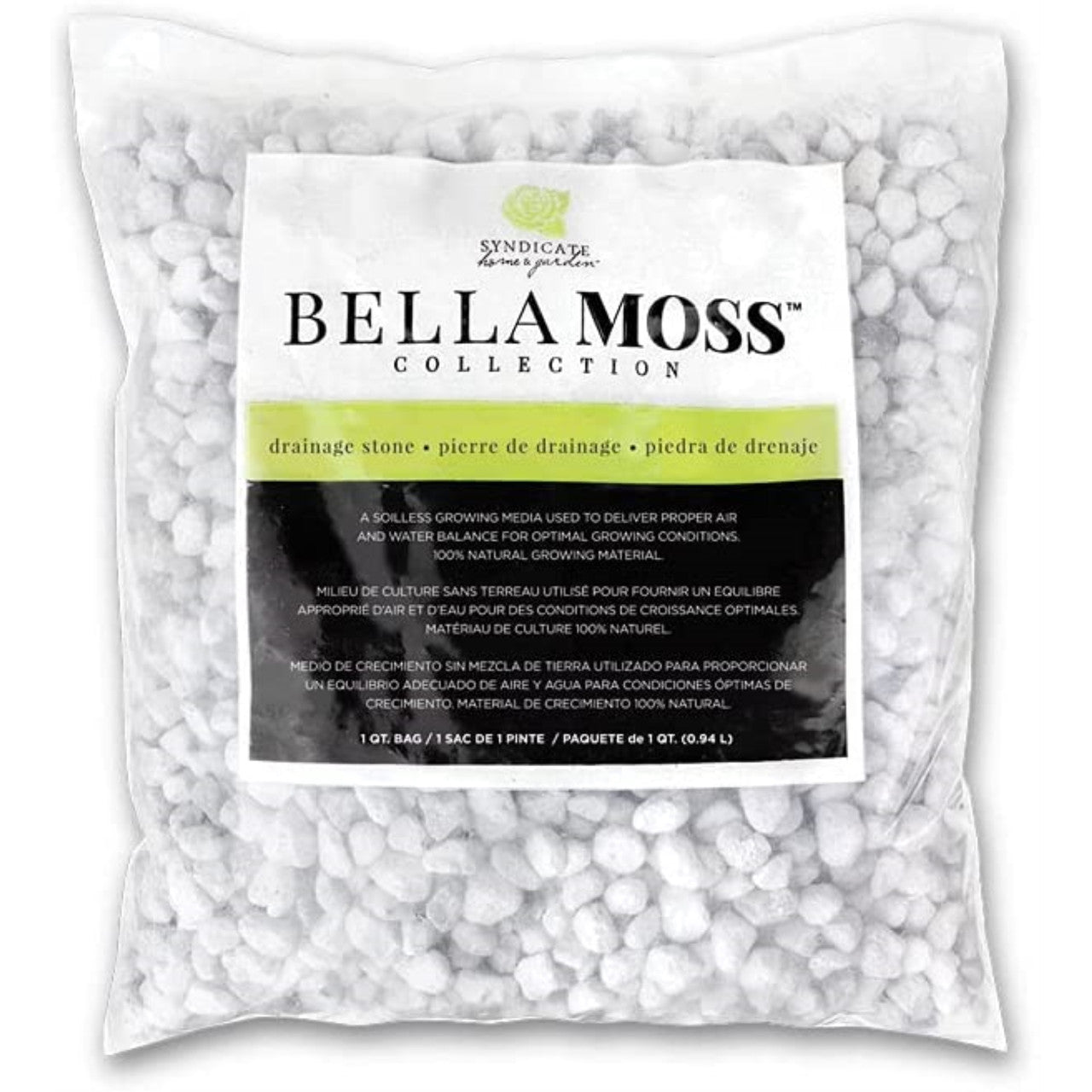 Soil, Media & Amendments - Syndicate Home and Garden Bella Moss Pumice, 1 Quart Bag - Gardin Warehouse